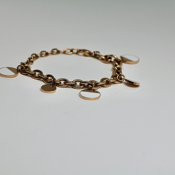 Rose Gold Dipped Stainless Steel Two Tone Bracelet - Picture 7 of 8